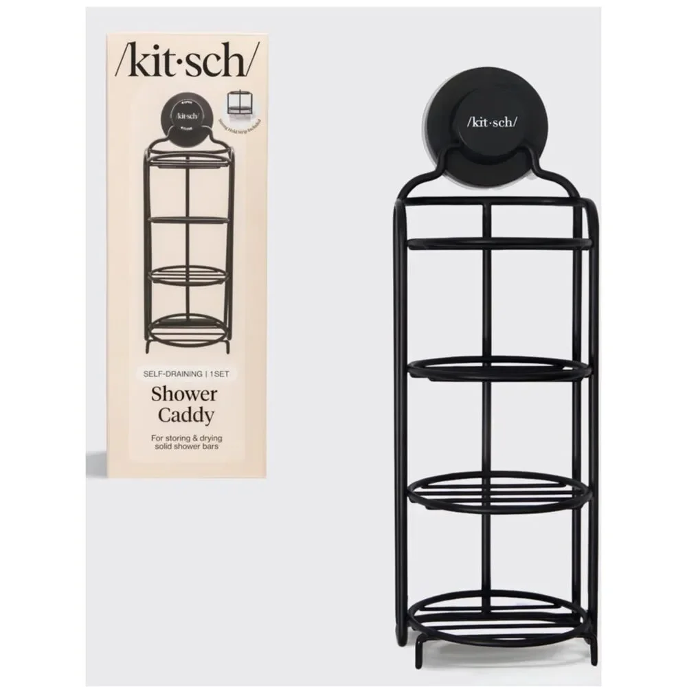 Kitsch Self-Draining Shower Caddy, Black, NWT
